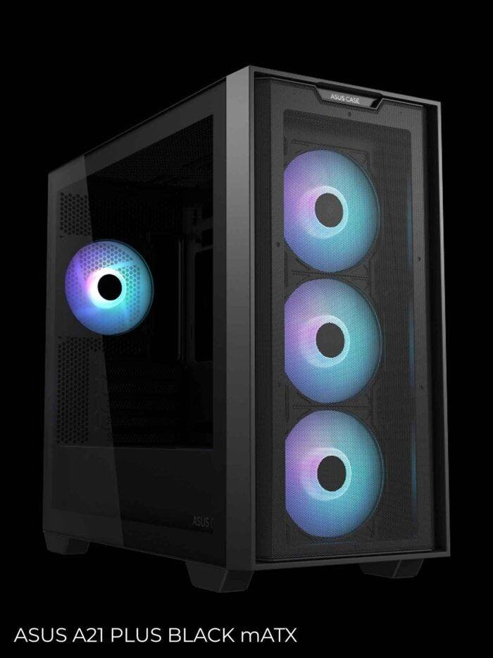 Black computer case with lighting