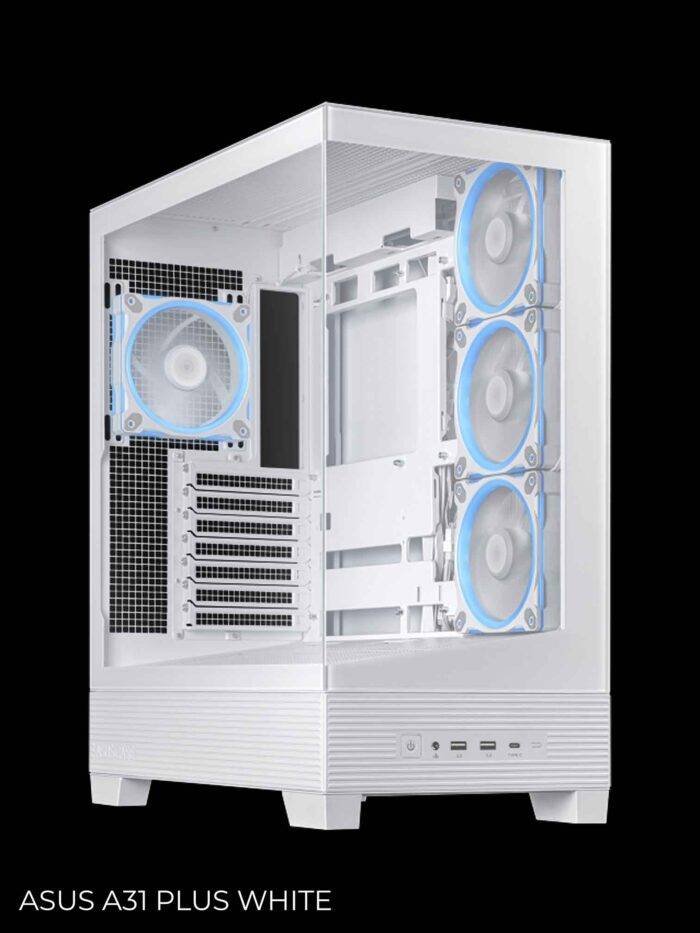 White computer case with lighting