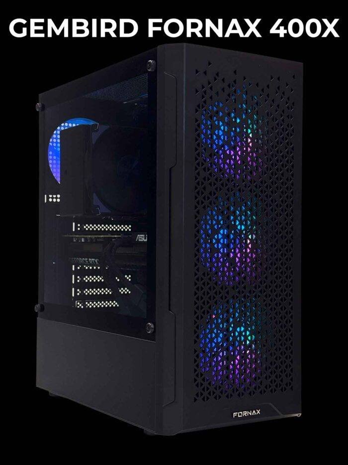 Black computer case with lighting
