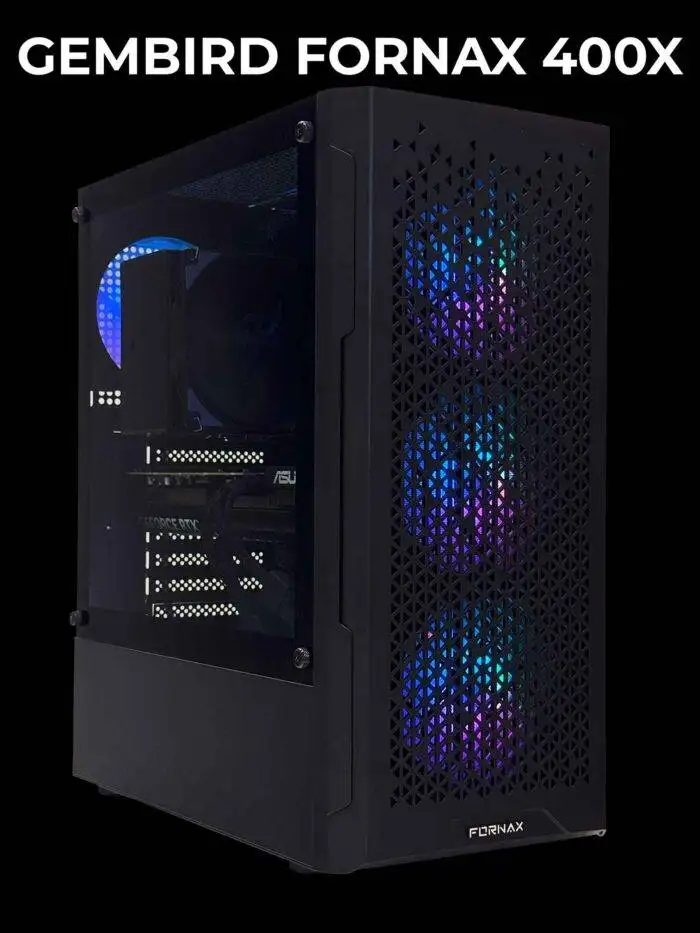 Black computer case with lighting