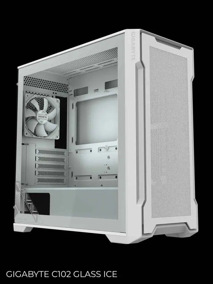 White computer case with glass
