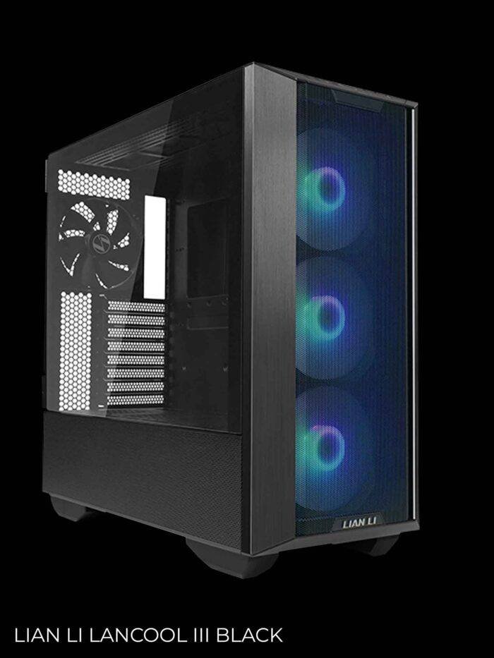 Black computer case with lighting