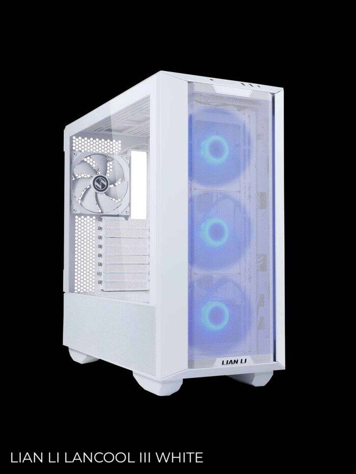 White computer case with lighting