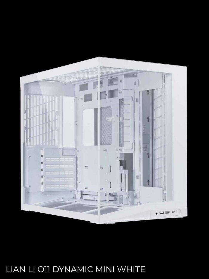 White computer case with glass