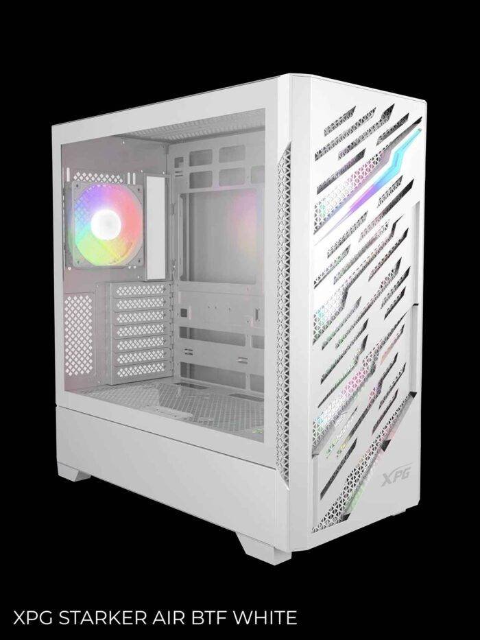 White computer case with lighting