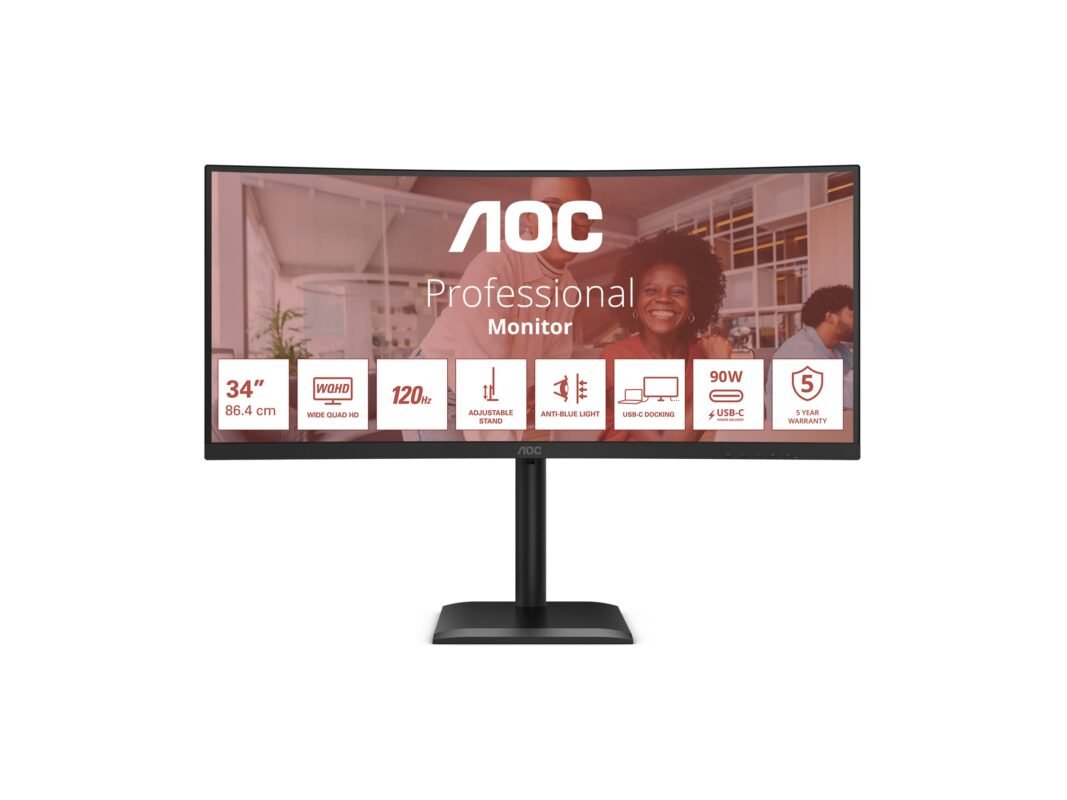 AOC CU34E4CV | 34 " | VA | 21:9 | 120 Hz | 4 ms | 3440 x 1440 pixels | HDMI ports quantity 2 | Black