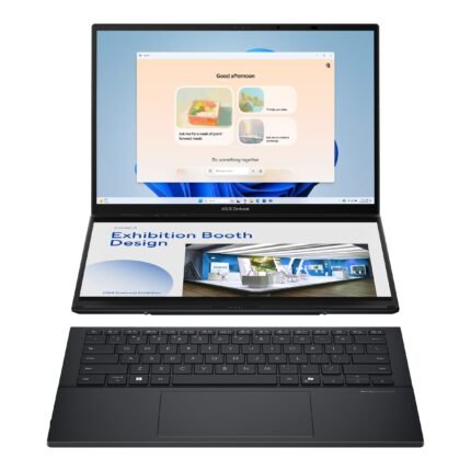 Asus | Zenbook Duo UX8406CA-PZ009W | Basalt Gray | 14" | OLED | Touchscreen | 3K | 2880 x 1800 pixels | Glossy | Intel Core Ultra 9 | 285H | 32 GB | LPDDR5X | Solid-state drive capacity 2000 GB | Intel Graphics | Windows 11 Home | 802.11be | Bluetooth version 5.4 | Keyboard language US international | Keyboard backlit