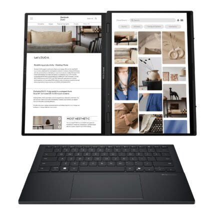 Asus | Zenbook Duo UX8406CA-QL287W | Inkwell Gray | 14" | OLED | Touchscreen | FHD | 1920 x 1200 pixels | Intel Core Ultra 7 | 255H | 16 GB | LPDDR5X | Solid-state drive capacity 1000 GB | Intel Arc Graphics | Windows 11 Home | 802.11be | Bluetooth version 5.4 | Keyboard language US international | Keyboard backlit | Warranty 24 month(s) | Battery warranty 12 month(s)
