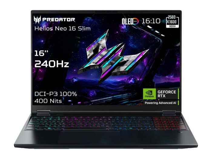 Acer | Predator Helios Neo 16S AI PHN16S-71-7556 | Abyssal Black | 16 " | OLED | WQXGA | 2560 x 1600 pixels | Intel Core Ultra 7 | 255HX | 16 GB | DDR5 | Solid-state drive capacity 1000 GB | NVIDIA GeForce RTX 5060 | GDDR7 | 8 GB | Windows 11 Home | 802.11ax | Bluetooth version 5.3 | Keyboard language US international | Keyboard backlit | Warranty 24 month(s)