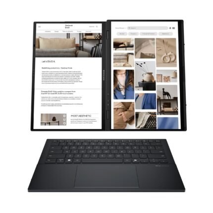 Asus | Zenbook Duo UX8406CA-PZ009W | Basalt Gray | 14" | OLED | Touchscreen | 3K | 2880 x 1800 pixels | Glossy | Intel Core Ultra 9 | 285H | 32 GB | LPDDR5X | Solid-state drive capacity 2000 GB | Intel Graphics | Windows 11 Home | 802.11be | Bluetooth version 5.4 | Keyboard language US international | Keyboard backlit