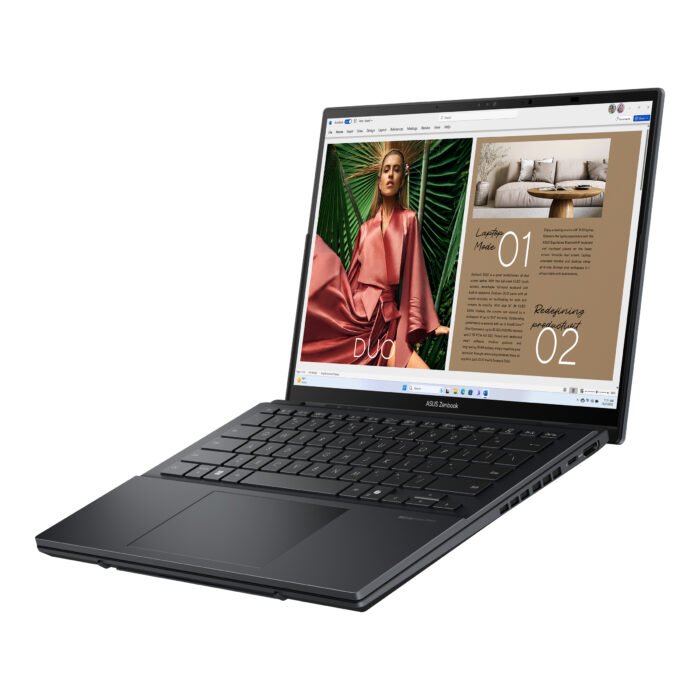 Asus | Zenbook Duo UX8406CA-QL287W | Inkwell Gray | 14" | OLED | Touchscreen | FHD | 1920 x 1200 pixels | Intel Core Ultra 7 | 255H | 16 GB | LPDDR5X | Solid-state drive capacity 1000 GB | Intel Arc Graphics | Windows 11 Home | 802.11be | Bluetooth version 5.4 | Keyboard language US international | Keyboard backlit | Warranty 24 month(s) | Battery warranty 12 month(s)