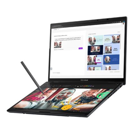 Asus | Zenbook Duo UX8406CA-QL287W | Inkwell Gray | 14" | OLED | Touchscreen | FHD | 1920 x 1200 pixels | Intel Core Ultra 7 | 255H | 16 GB | LPDDR5X | Solid-state drive capacity 1000 GB | Intel Arc Graphics | Windows 11 Home | 802.11be | Bluetooth version 5.4 | Keyboard language US international | Keyboard backlit | Warranty 24 month(s) | Battery warranty 12 month(s)