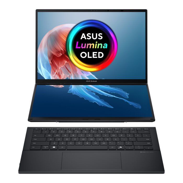 Asus | Zenbook Duo UX8406CA-QL287W | Inkwell Gray | 14" | OLED | Touchscreen | FHD | 1920 x 1200 pixels | Intel Core Ultra 7 | 255H | 16 GB | LPDDR5X | Solid-state drive capacity 1000 GB | Intel Arc Graphics | Windows 11 Home | 802.11be | Bluetooth version 5.4 | Keyboard language US international | Keyboard backlit | Warranty 24 month(s) | Battery warranty 12 month(s)