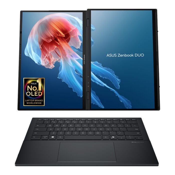 Asus | Zenbook Duo UX8406CA-QL287W | Inkwell Gray | 14" | OLED | Touchscreen | FHD | 1920 x 1200 pixels | Intel Core Ultra 7 | 255H | 16 GB | LPDDR5X | Solid-state drive capacity 1000 GB | Intel Arc Graphics | Windows 11 Home | 802.11be | Bluetooth version 5.4 | Keyboard language US international | Keyboard backlit | Warranty 24 month(s) | Battery warranty 12 month(s)