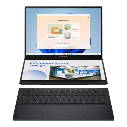 Asus Zenbook Duo UX8406CA-QL358X | Inkwell Gray | 14" | OLED | Touchscreen | FHD | 1920 x 1200 pixels | 60 Hz | Glossy | Intel Core Ultra 7 | 255H | 16 GB | LPDDR5X | Solid-state drive capacity 1000 GB | Intel Arc Graphics | Windows 11 Pro | 802.11be | Bluetooth version 5.4 | Keyboard language US international | Keyboard backlit | Warranty 24 month(s) | Battery warranty 12 month(s)