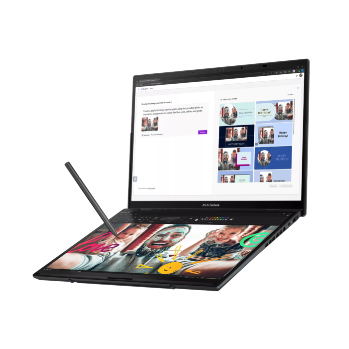 Asus Zenbook Duo UX8406CA-QL358X | Inkwell Gray | 14" | OLED | Touchscreen | FHD | 1920 x 1200 pixels | 60 Hz | Glossy | Intel Core Ultra 7 | 255H | 16 GB | LPDDR5X | Solid-state drive capacity 1000 GB | Intel Arc Graphics | Windows 11 Pro | 802.11be | Bluetooth version 5.4 | Keyboard language US international | Keyboard backlit | Warranty 24 month(s) | Battery warranty 12 month(s)