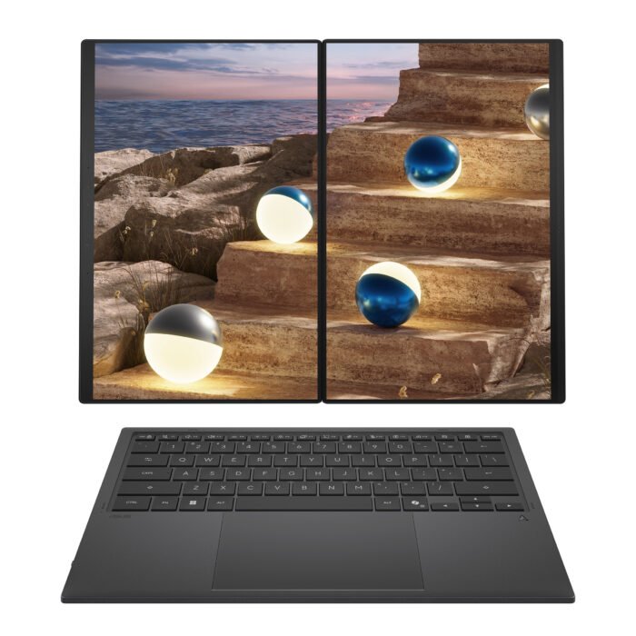 Asus | Zenbook Duo UX8407AA-SN066W | Moher Gray | 14" | OLED | Touchscreen | 2.8K | 2880 x 1800 pixels | 144 Hz | Anti-Reflective | Intel Core Ultra X9 | 378H | 32 GB | LPDDR5X | Solid-state drive capacity 2000 GB | Intel Arc Graphics | Windows 11 Pro | 802.11be | Bluetooth version 5.4 | Keyboard language US international | Keyboard backlit | Warranty 24 month(s) | Battery warranty 12 month(s)
