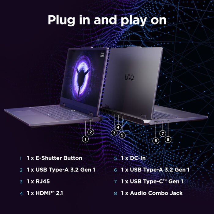 Lenovo LOQ 15IRX10 | Luna Grey | 15.6 " | IPS | FHD | 1920 x 1080 pixels | Anti-glare | Intel Core i5 | i5-13450HX | 16 GB | SO-DIMM DDR5 | Solid-state drive capacity 1000 GB | NVIDIA GeForce RTX 5060 | GDDR7 | 8 GB | Windows 11 Home | 802.11ax | Bluetooth version 5.2 | Keyboard language English | Keyboard backlit | Warranty 24 month(s) | Battery warranty 12 month(s)