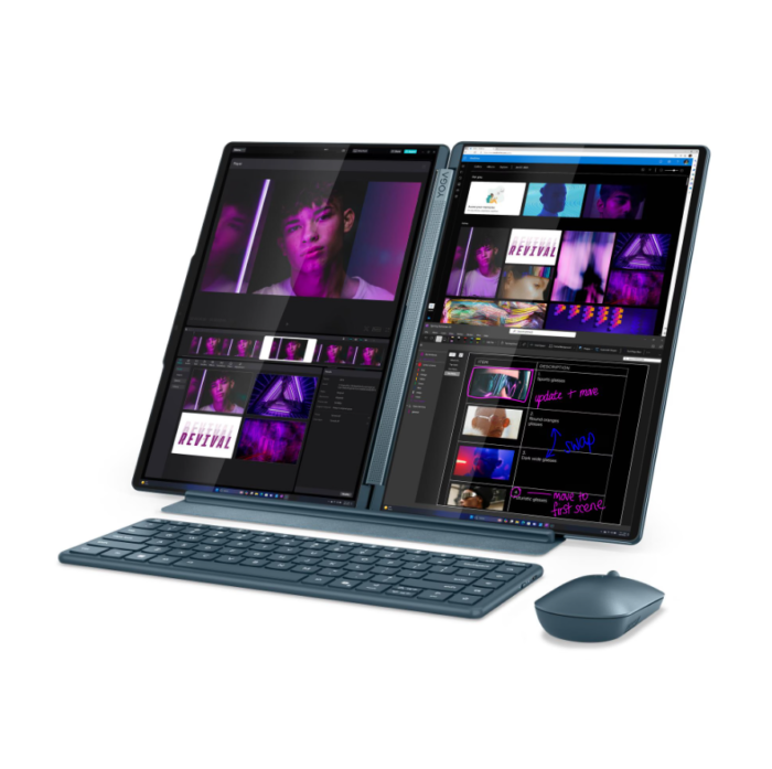 Lenovo Yoga Book 9 14IAH10 Intel | Tidal Teal | 2x14" | OLED | Touchscreen | 2.8K WQXGA+ | 2880 x 1800 pixels | Intel Core Ultra 7 | 255H | 32 GB | Soldered LPDDR5X | Solid-state drive capacity 1000 GB | Intel Arc 140T GPU | Windows 11 Home | 802.11be | Bluetooth version 5.4 | Keyboard language English | Keyboard backlit | Warranty 24 month(s) | Battery warranty 12 month(s)