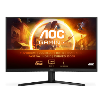 AOC | CQ32G4VE | 31.5" | VA | QHD | 16:9 | 180 Hz | 1 ms | 2560 x 1440 pixels | 300 cd/m² | HDMI ports quantity 2