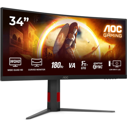 AOC | CU34G4 | 34" | Fast VA | UWQHD | 21:9 | 180 Hz | 1 ms | 3440 x 1440 pixels | 300 cd/m² | HDMI ports quantity 2 | Black